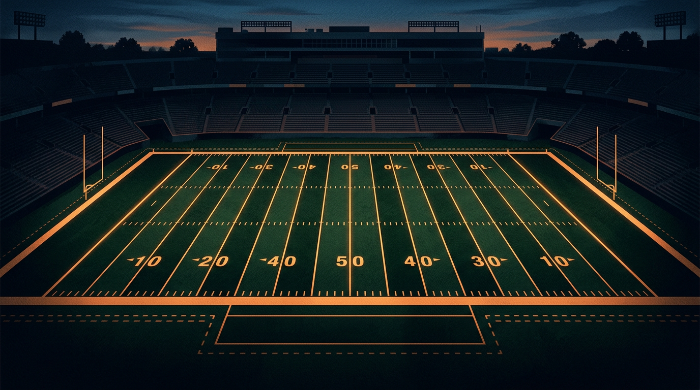 Football field at dusk